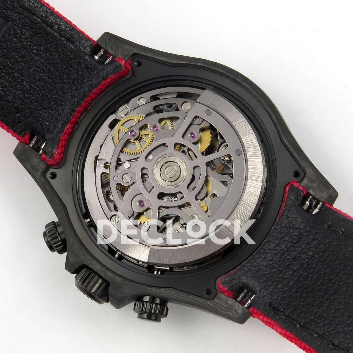 Rolex Daytona Custom Blaken Carbon Skeleton Red Nylon GETF SA4130 replica - movement