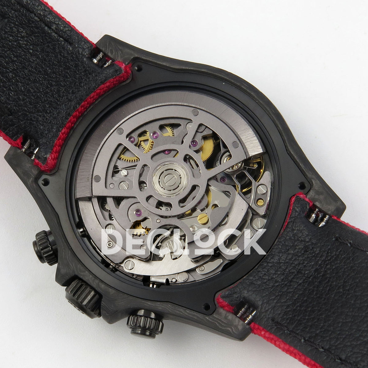 Rolex Daytona Custom Blaken Carbon Skeleton Red Nylon GETF SA4130 replica - movement alternate