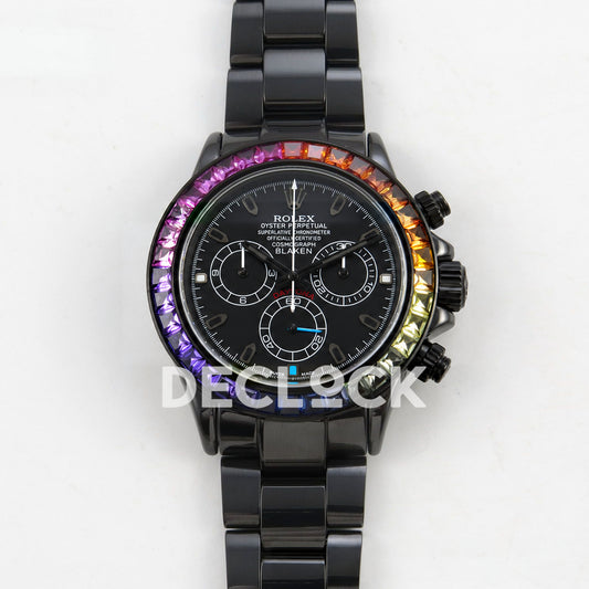Rolex Daytona Custom Blaken Rainbow Black Ceramic SONIC SA4130 Super Clone replica - front