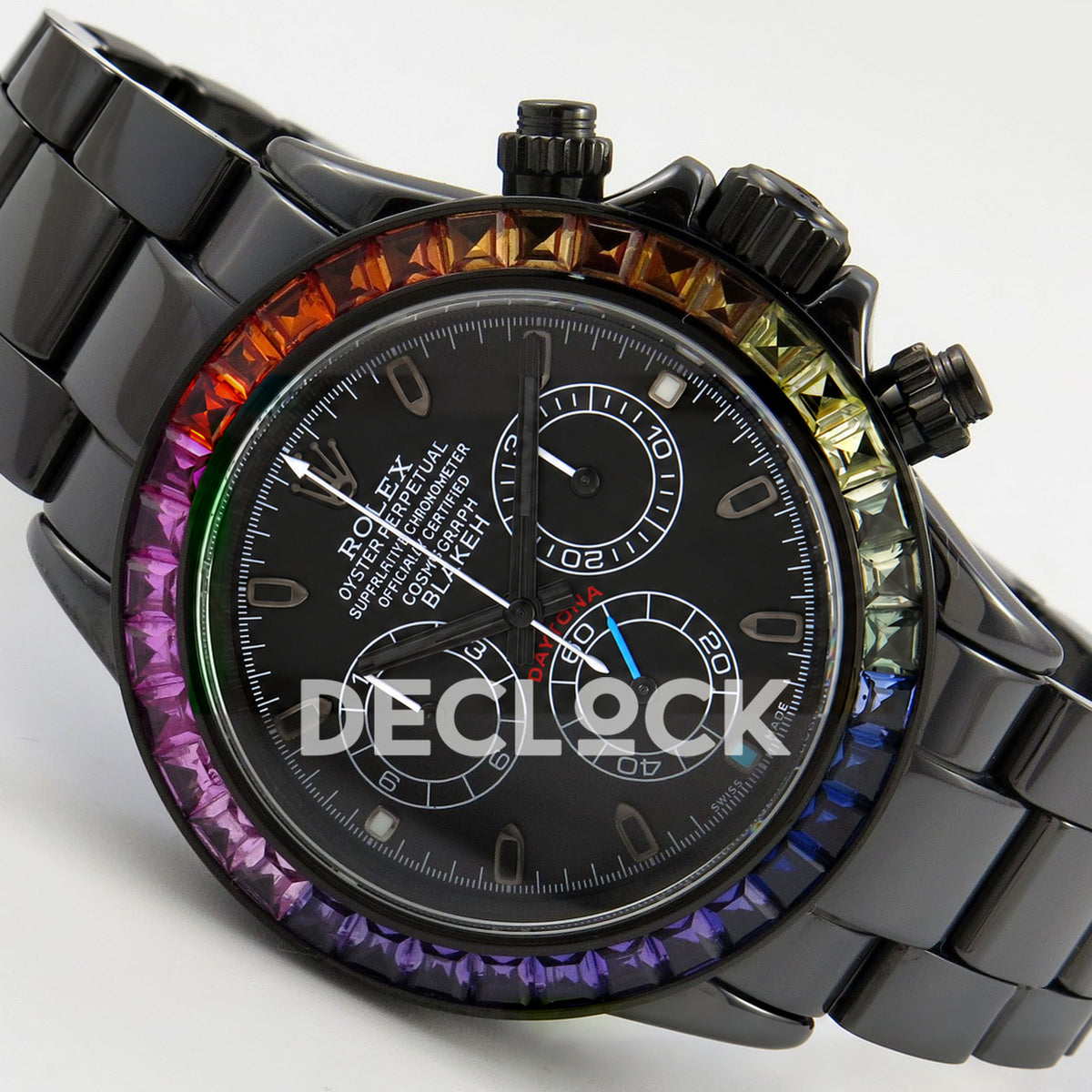 Rolex Daytona Custom Blaken Rainbow Black Ceramic SONIC SA4130 Super Clone replica - front angle right