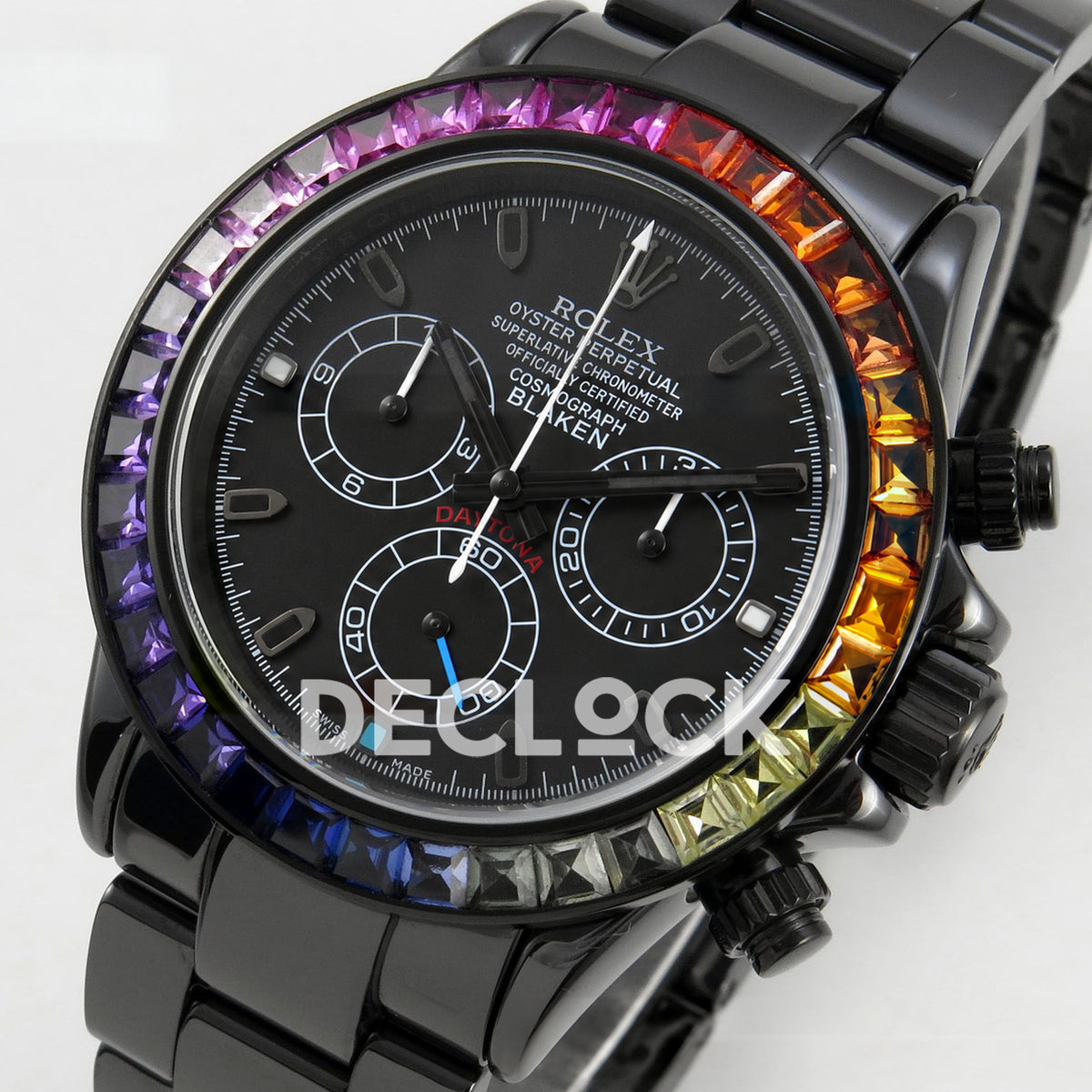 Rolex Daytona Custom Blaken Rainbow Black Ceramic SONIC SA4130 Super Clone replica - front three quarter