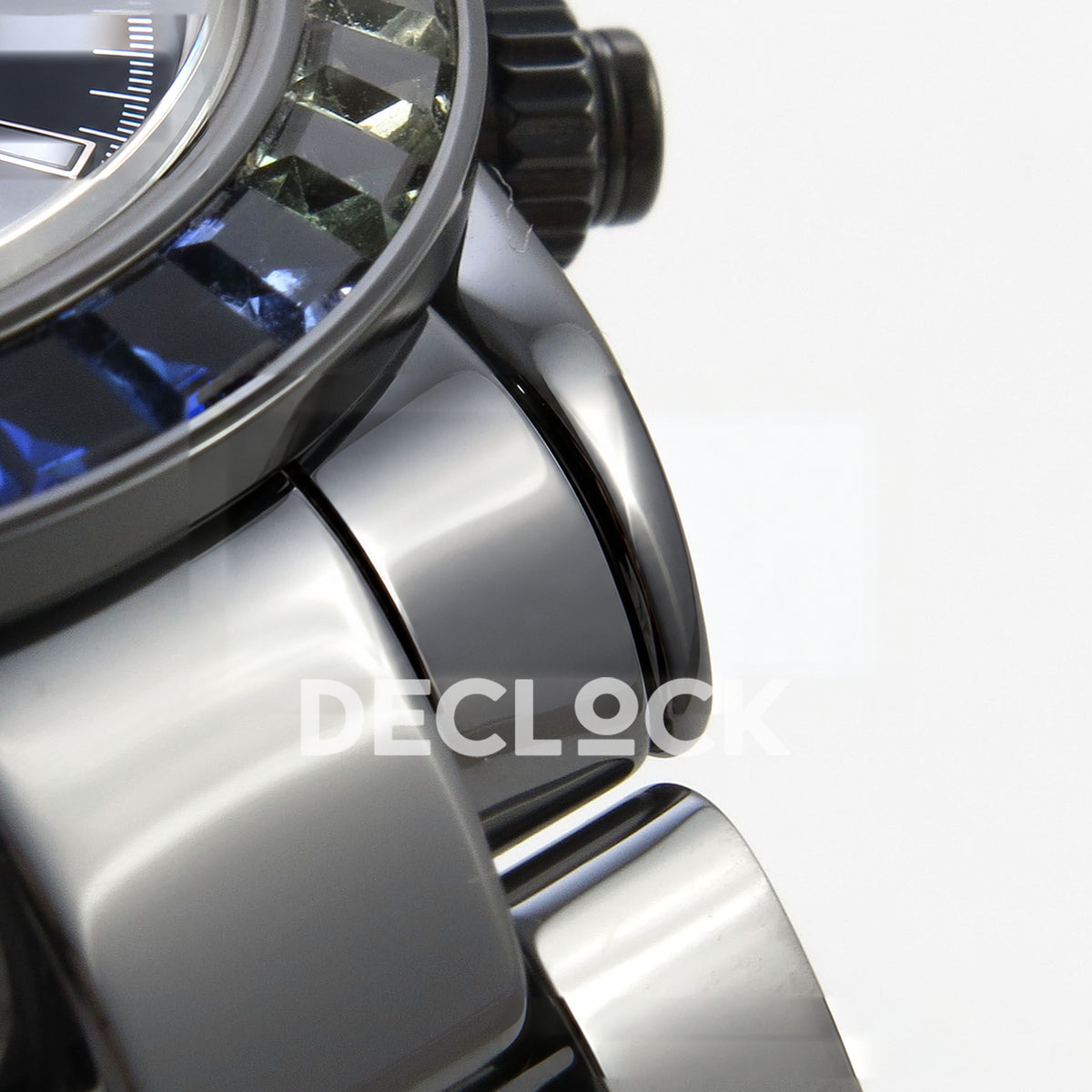 Rolex Daytona Custom Blaken Rainbow Black Ceramic SONIC SA4130 Super Clone replica - lug and bracelet closeup