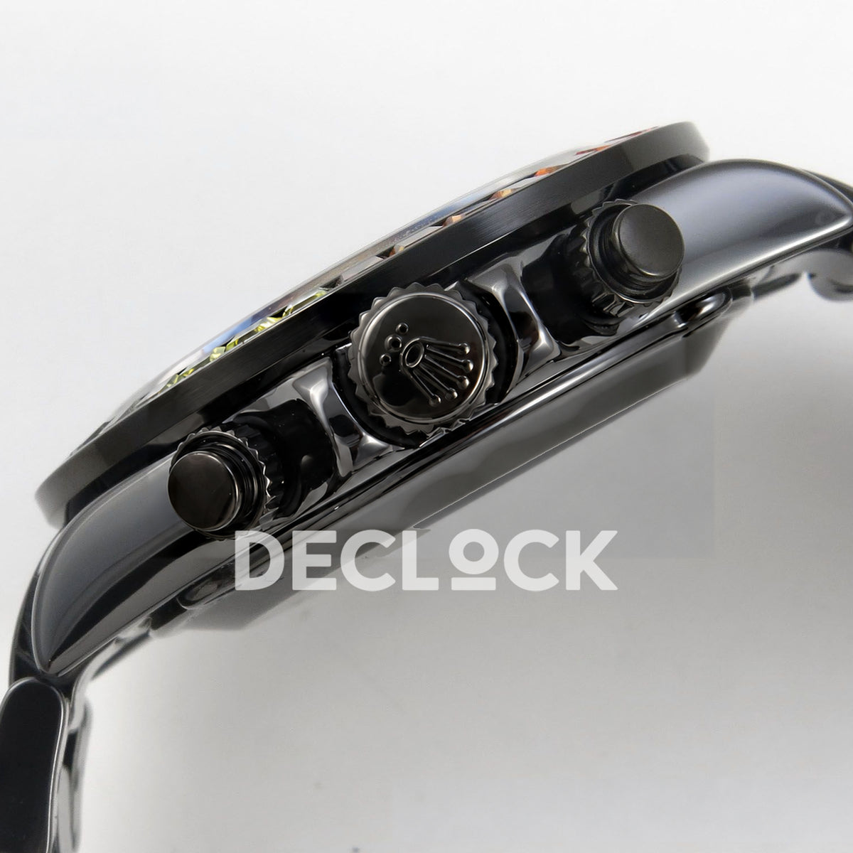 Rolex Daytona Custom Blaken Rainbow Black Ceramic SONIC SA4130 Super Clone replica - crown side profile