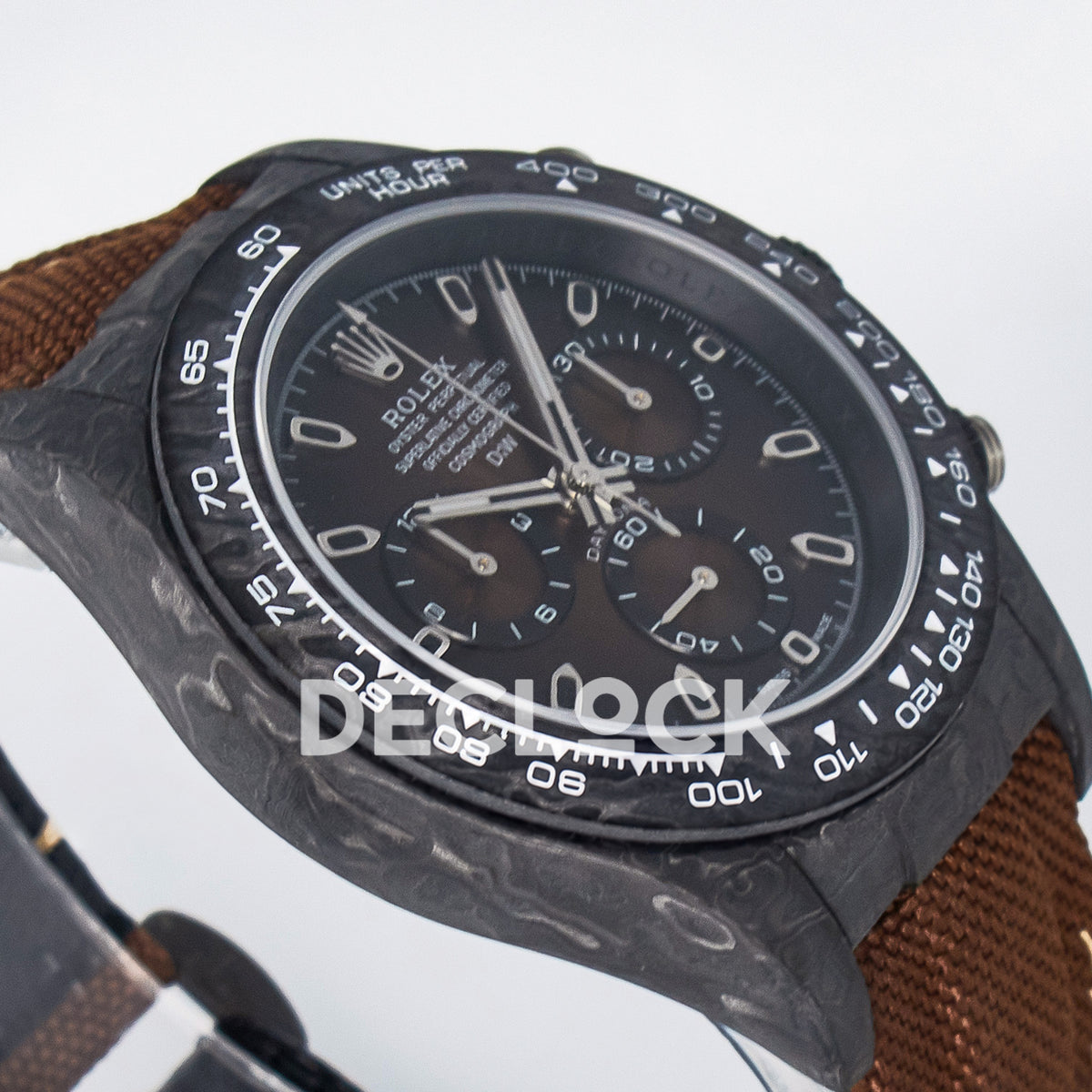 Rolex Daytona Custom Carbon Brown DIWF A7750 replica - angled left