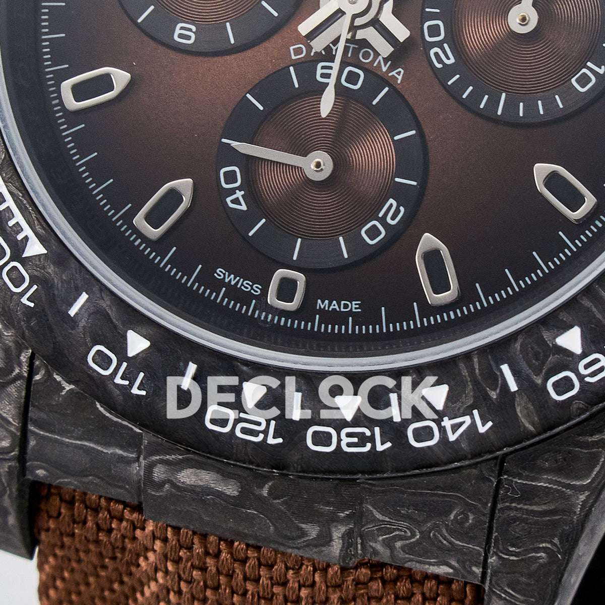 Rolex Daytona Custom Carbon Brown DIWF A7750 replica - bezel close up