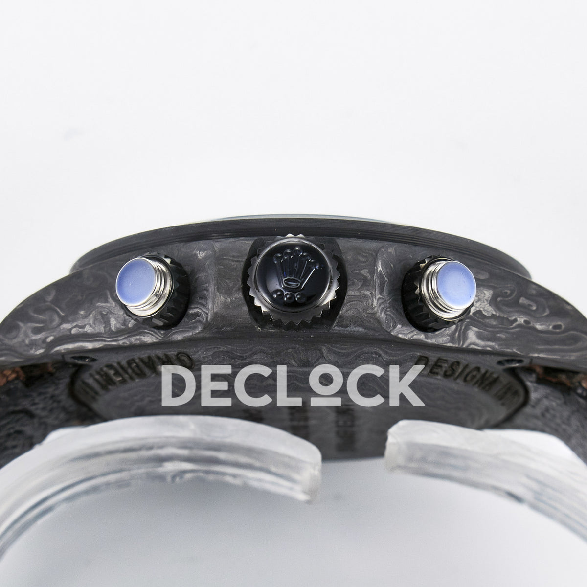 Rolex Daytona Custom Carbon Brown DIWF A7750 replica - crown side
