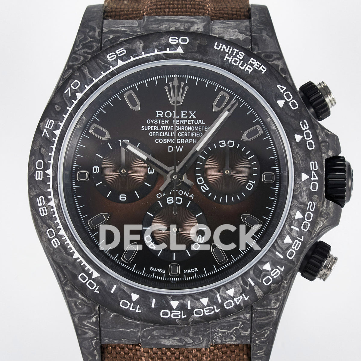Rolex Daytona Custom Carbon Brown DIWF A7750 replica - dial close up