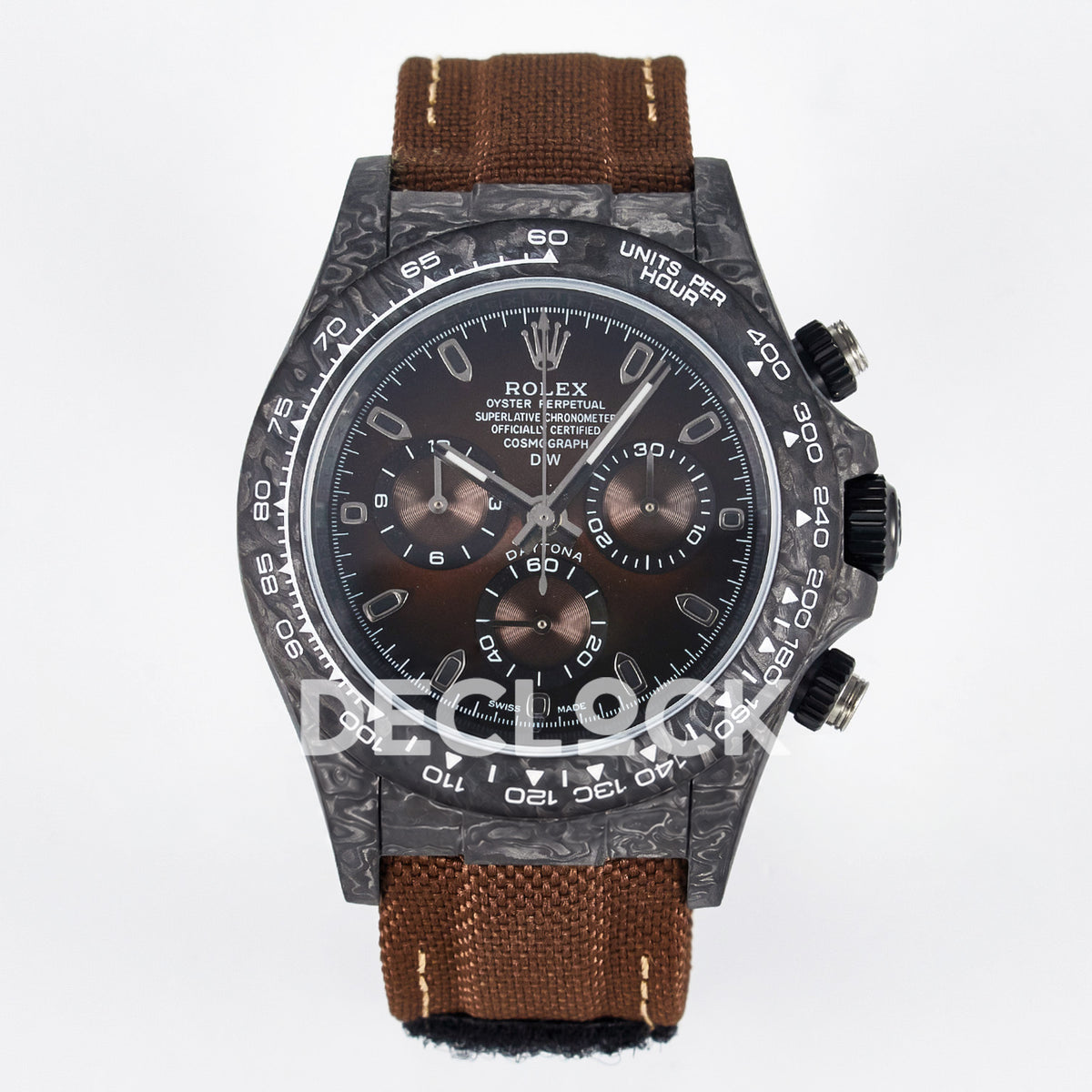 Rolex Daytona Custom Carbon Brown DIWF A7750 replica - front