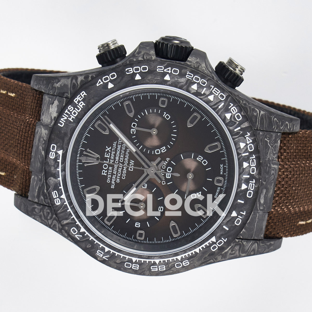 Rolex Daytona Custom Carbon Brown DIWF A7750 replica - rotated dial
