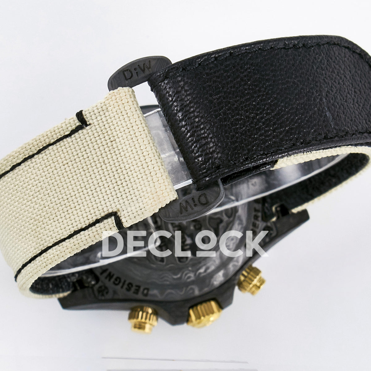 Rolex Daytona Custom Carbon Cream Brown DIWF A7750 replica - strap closure
