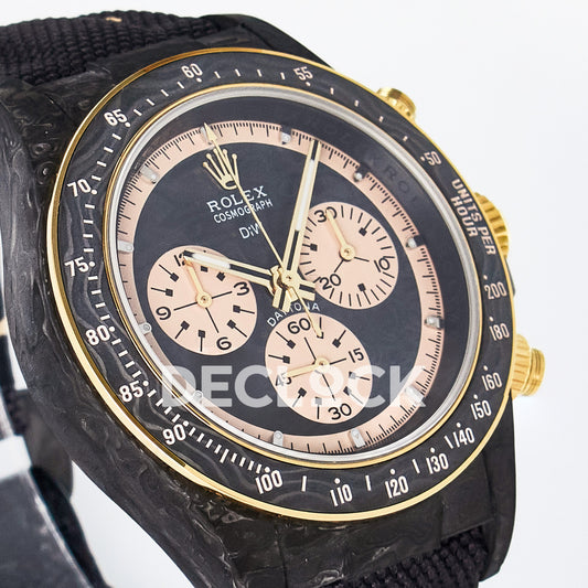 Rolex Daytona Custom Carbon Cream DIWF A7750 replica - angled right