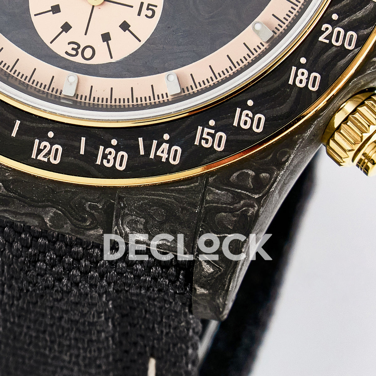 Rolex Daytona Custom Carbon Cream DIWF A7750 replica - case lug