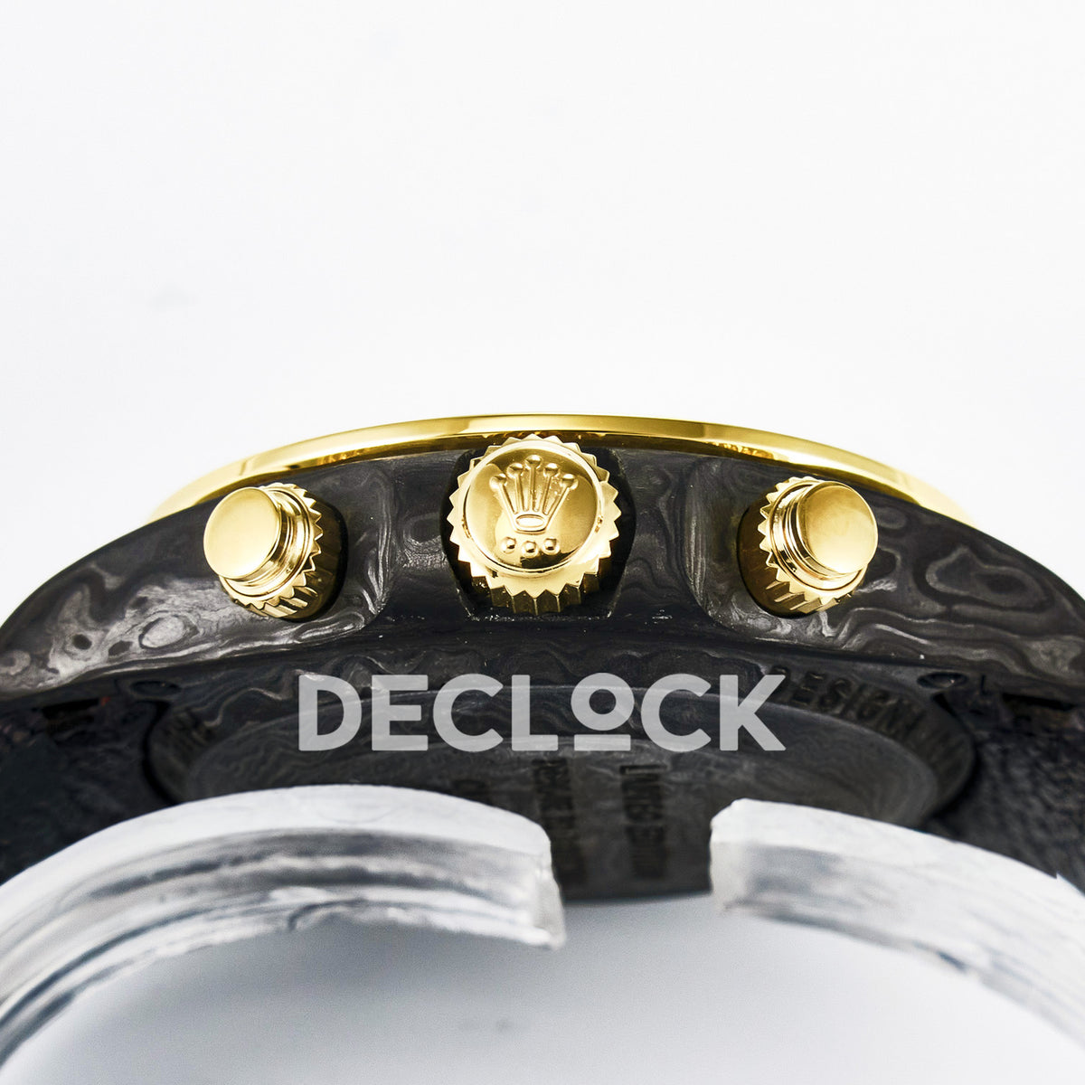 Rolex Daytona Custom Carbon Cream DIWF A7750 replica - crown side