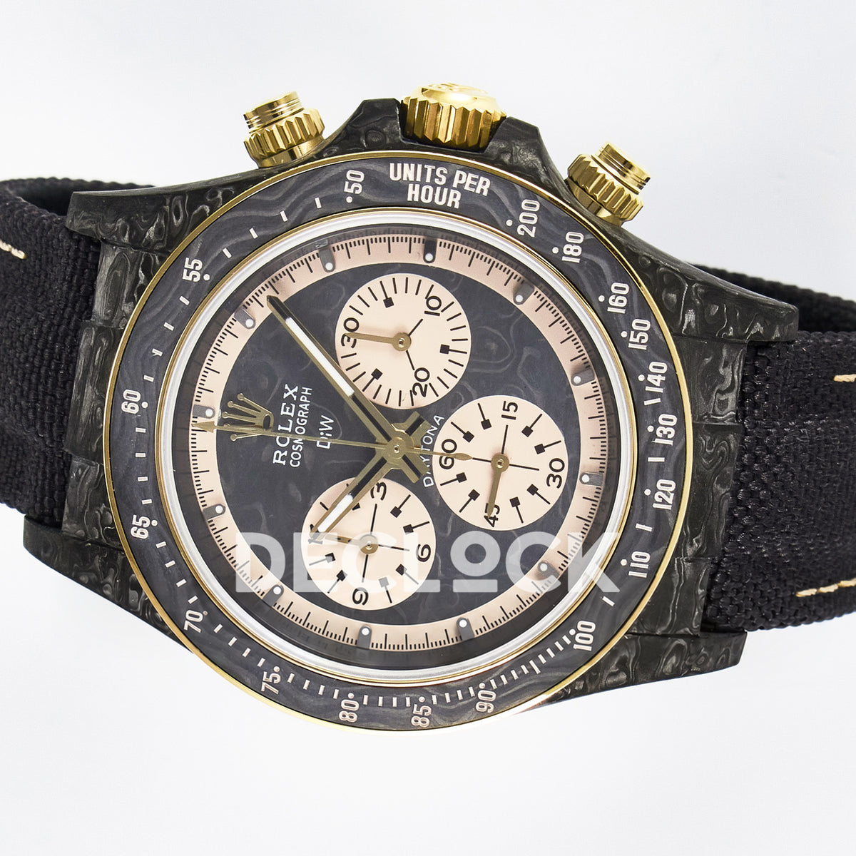 Rolex Daytona Custom Carbon Cream DIWF A7750 replica - rotated dial