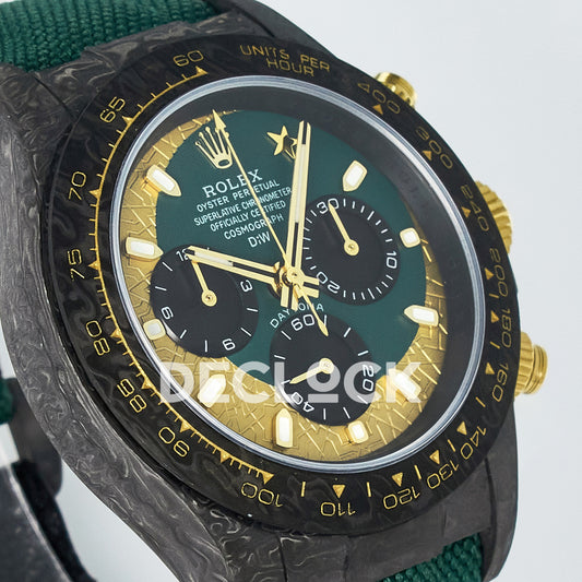 Rolex Daytona Custom Carbon Green Gold Green Strap DIWF A7750 replica - angled right
