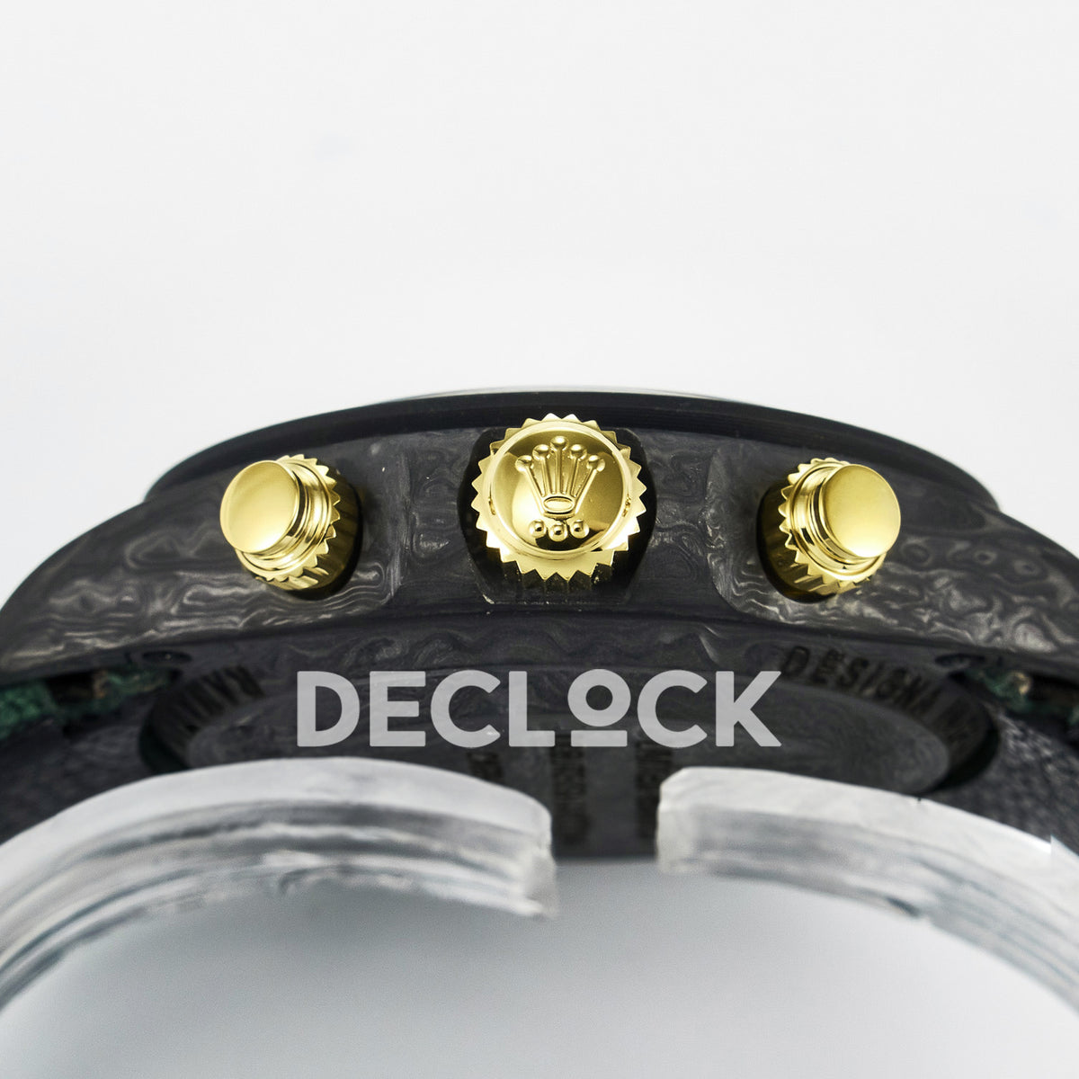 Rolex Daytona Custom Carbon Green Gold Green Strap DIWF A7750 replica - crown side