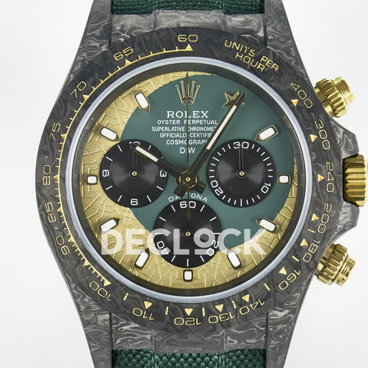 Rolex Daytona Custom Carbon Green Gold Green Strap DIWF A7750 replica - dial close up