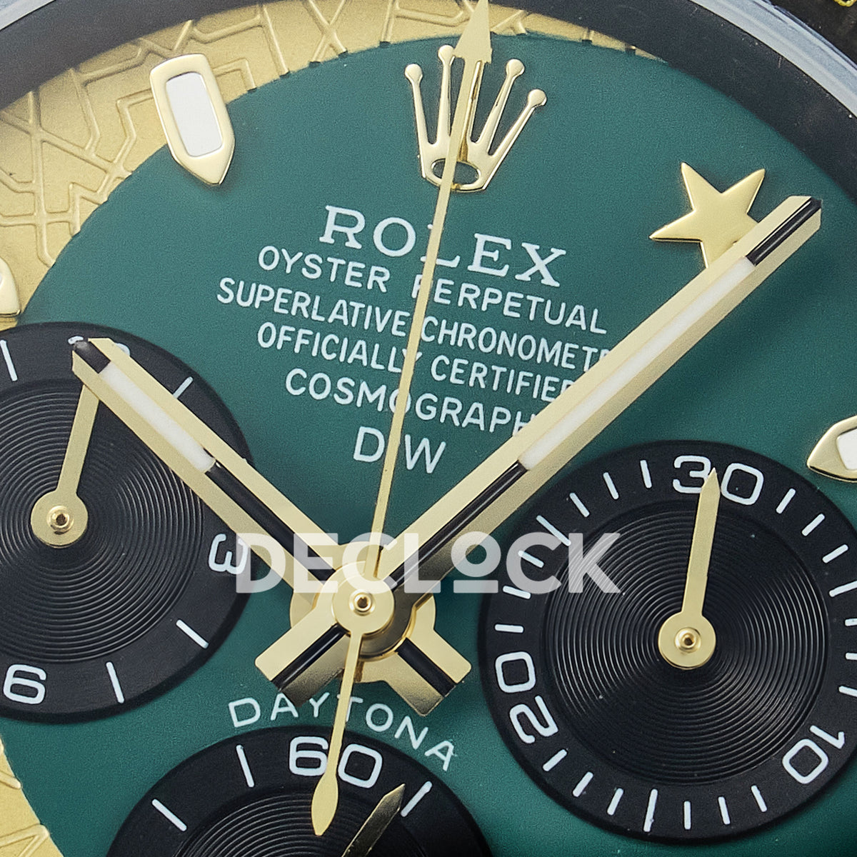 Rolex Daytona Custom Carbon Green Gold Green Strap DIWF A7750 replica - dial logo