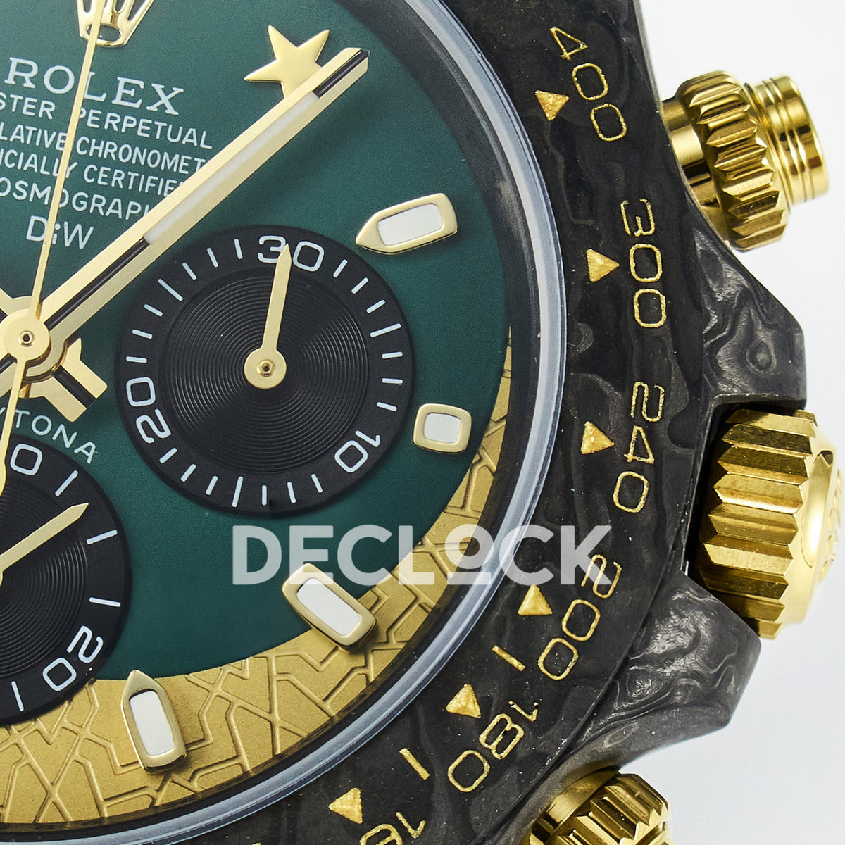 Rolex Daytona Custom Carbon Green Gold Green Strap DIWF A7750 replica - dial right