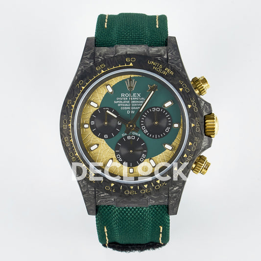 Rolex Daytona Custom Carbon Green Gold Green Strap DIWF A7750 replica - front