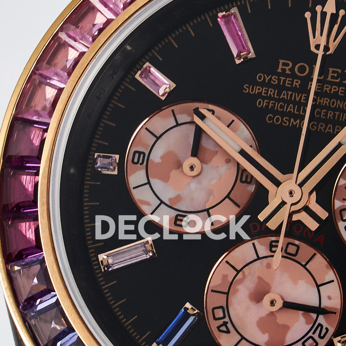 Rolex Daytona Custom Carbon Rainbow Brown Strap DIWF A7750 replica - dial left