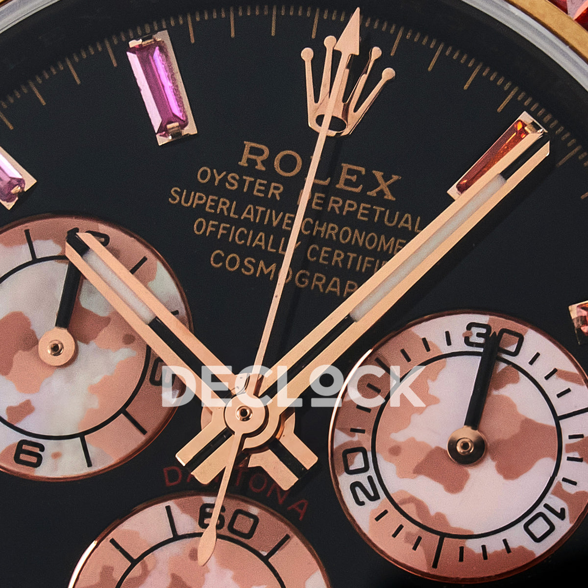 Rolex Daytona Custom Carbon Rainbow Brown Strap DIWF A7750 replica - dial logo
