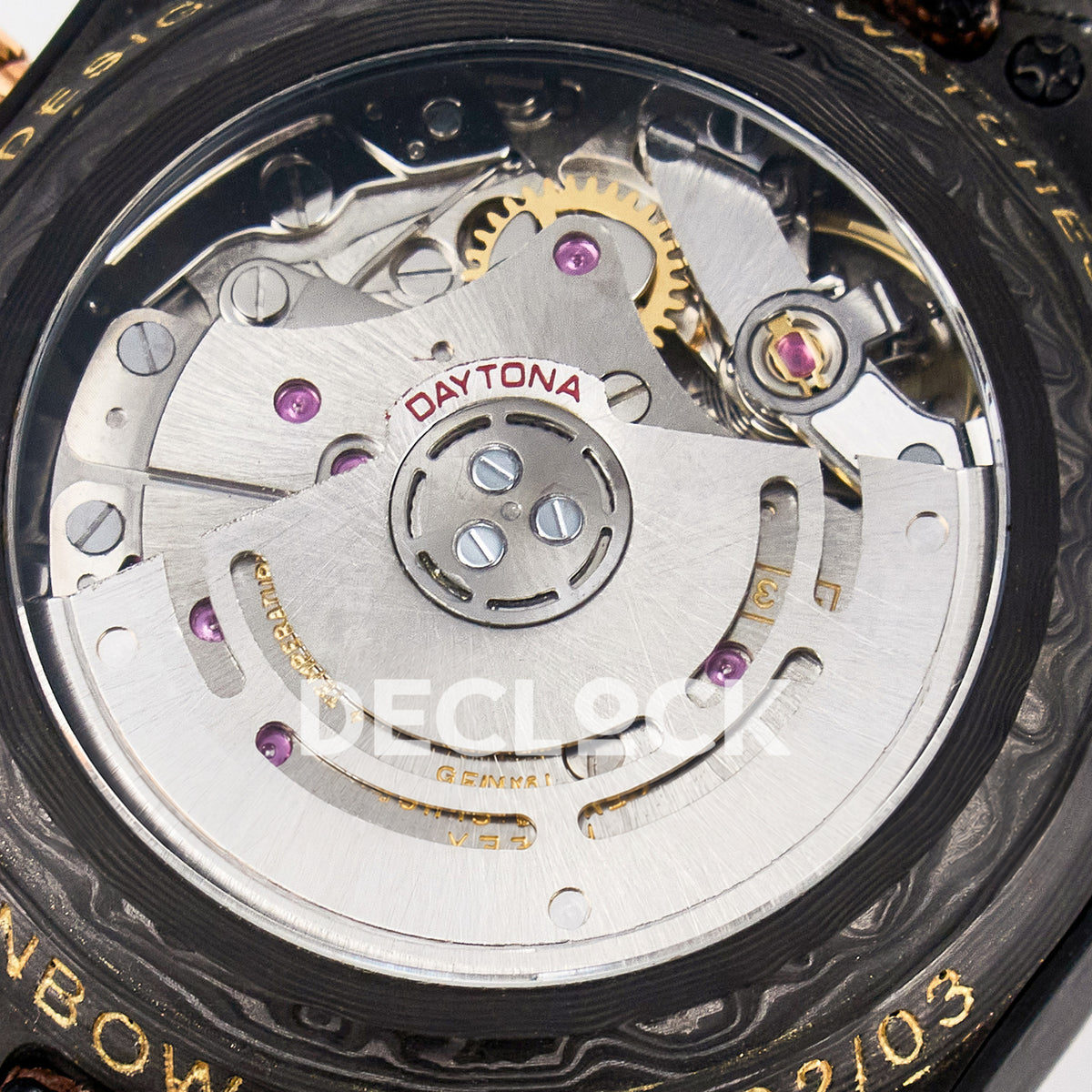 Rolex Daytona Custom Carbon Rainbow Brown Strap DIWF A7750 replica - movement
