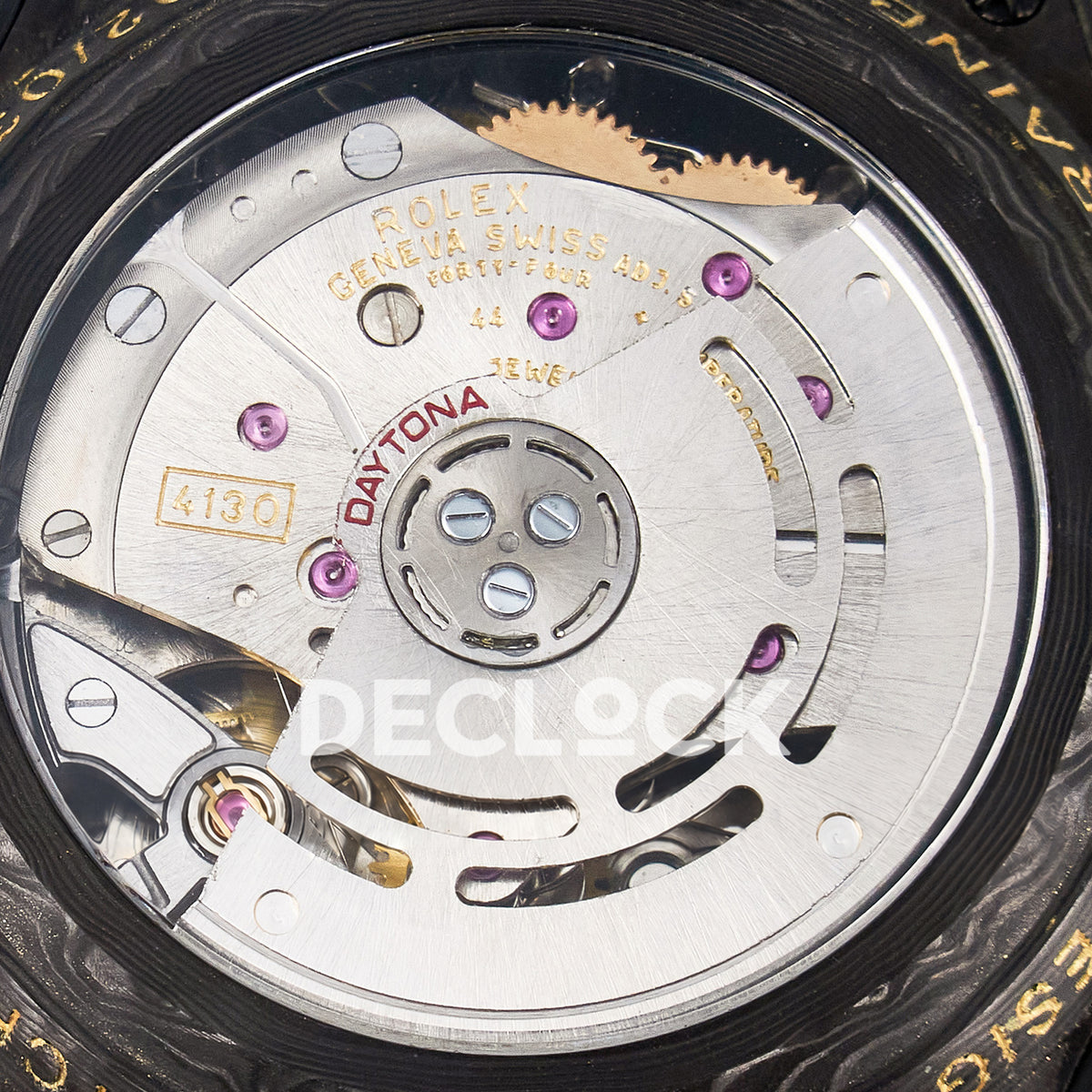 Rolex Daytona Custom Carbon Rainbow Brown Strap DIWF A7750 replica - movement detail