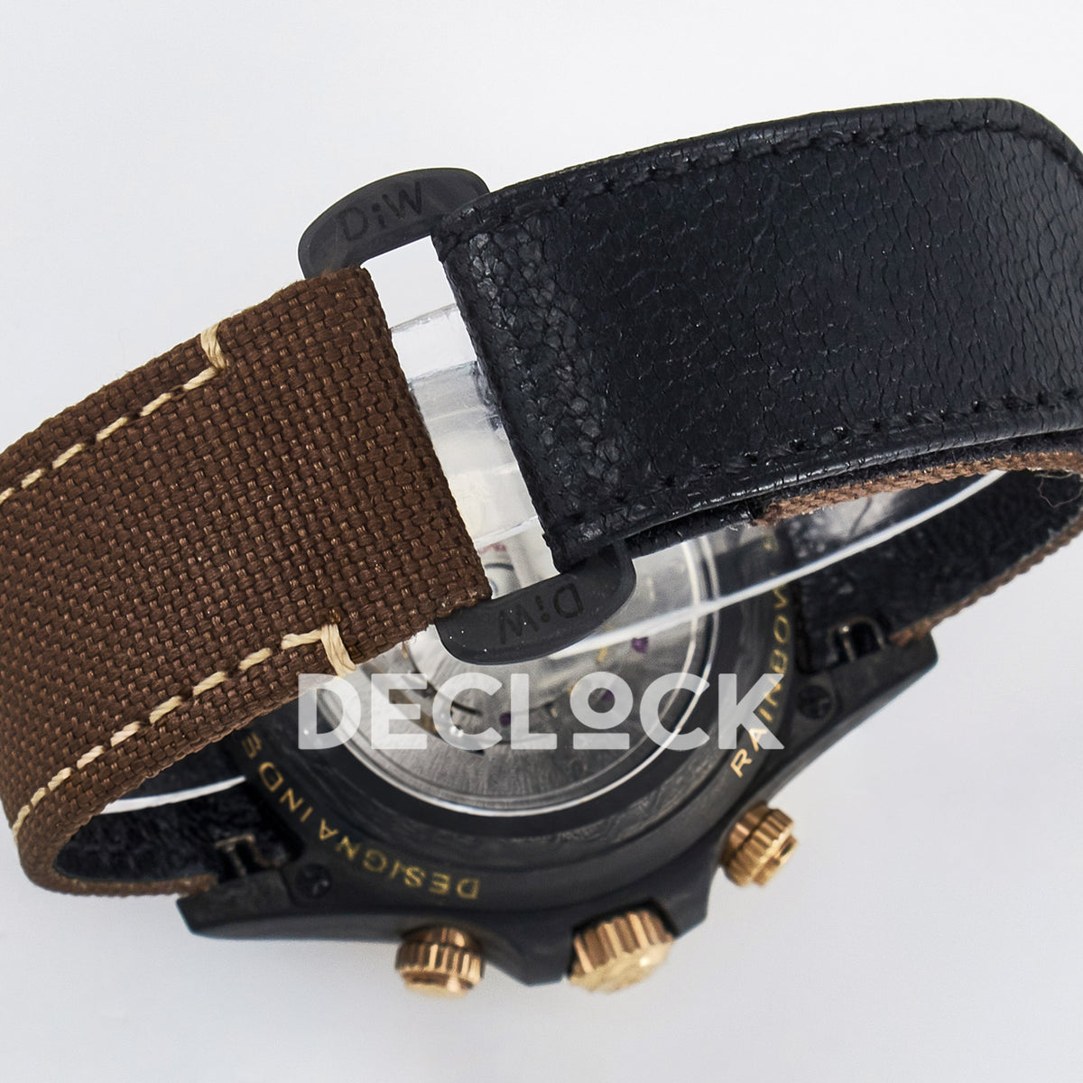Rolex Daytona Custom Carbon Rainbow Brown Strap DIWF A7750 replica - strap closure