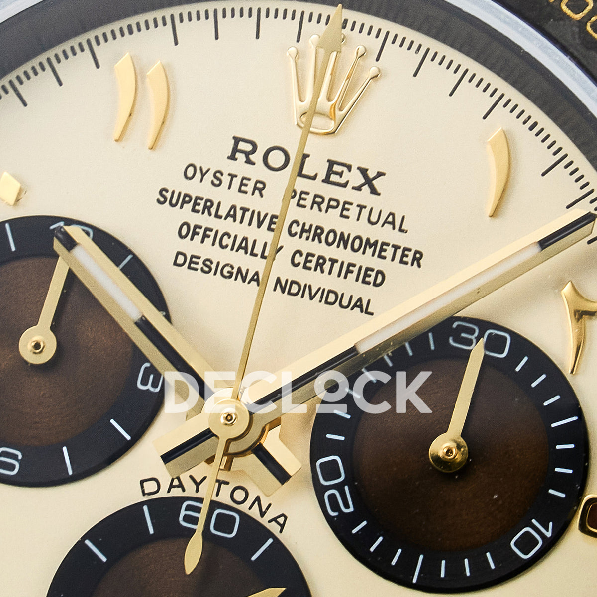 Rolex Daytona Custom Carbon Yellow Arabic Brown Strap DIWF A7750 replica - dial logo