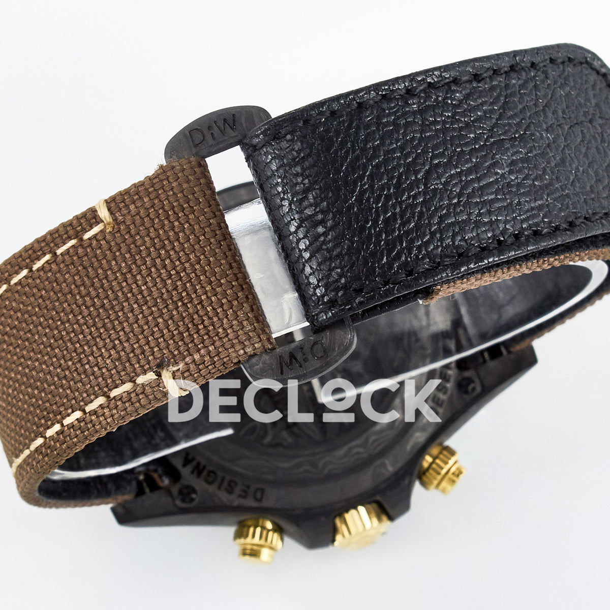 Rolex Daytona Custom Carbon Yellow Arabic Brown Strap DIWF A7750 replica - strap closure