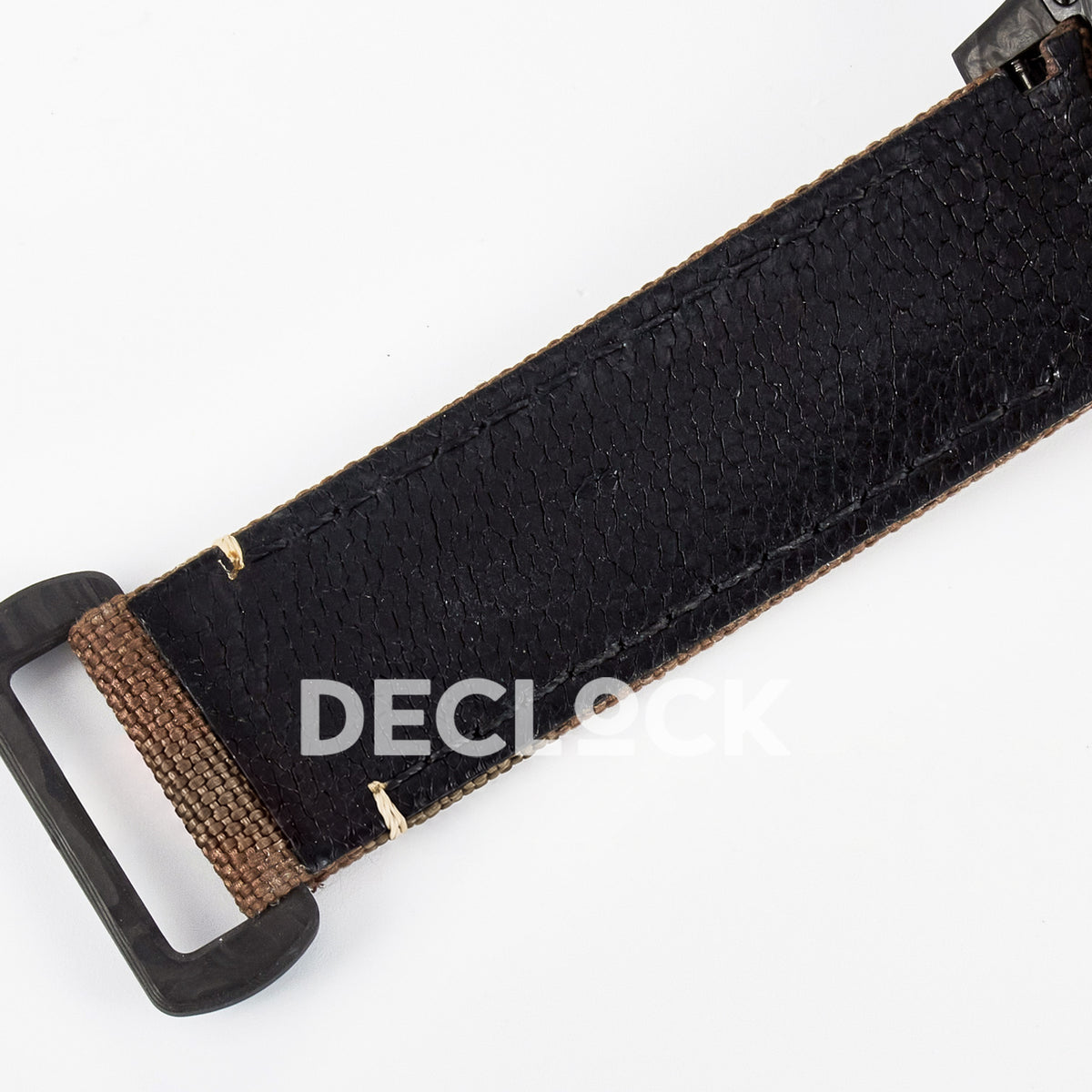 Rolex Daytona Custom Carbon Yellow Arabic Brown Strap DIWF A7750 replica - strap lining detail