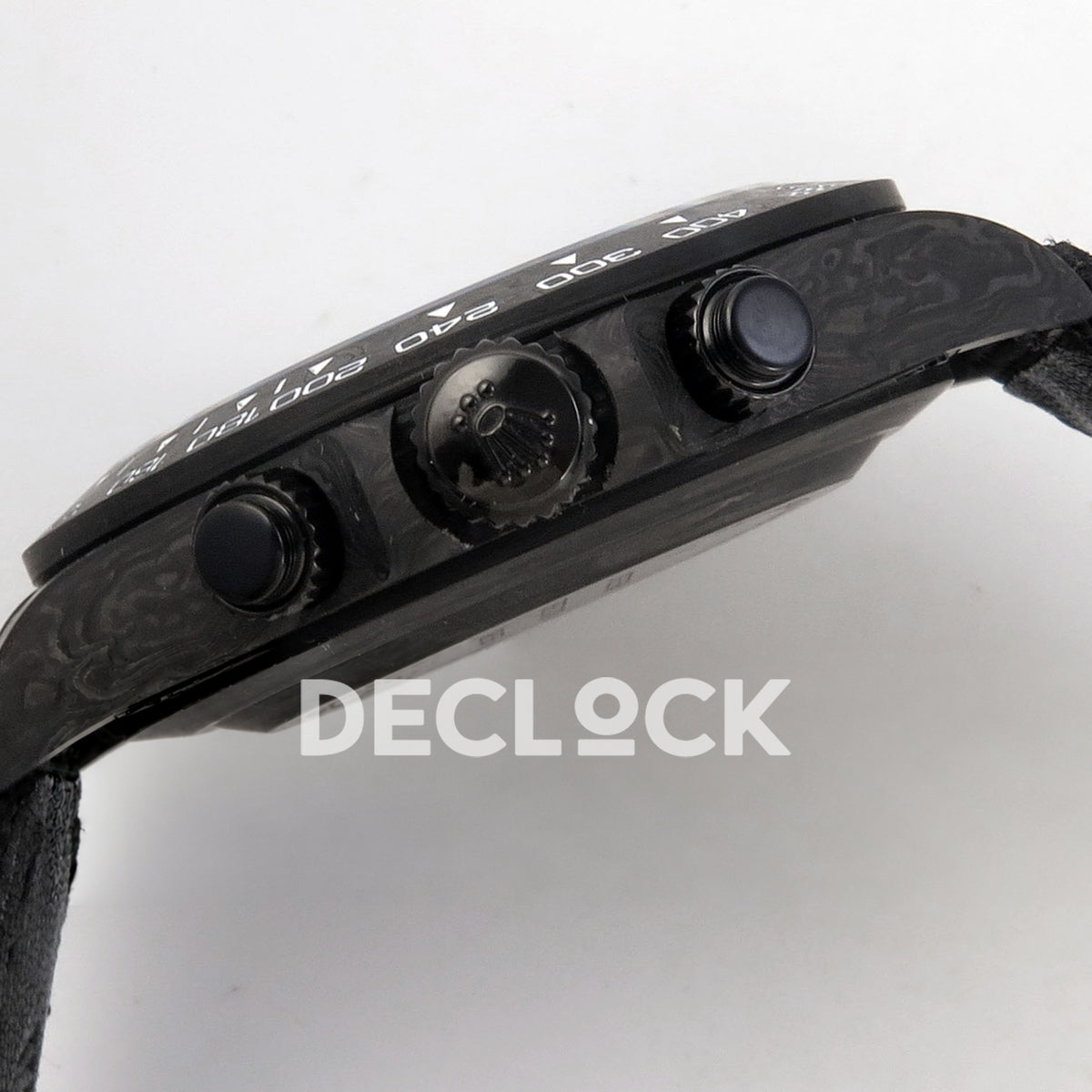 Rolex Daytona Custom DIW 'Bentley' Black Carbon Black Dial Rainbow Chapter Ring ANTF DD4801 replica - crown pushers