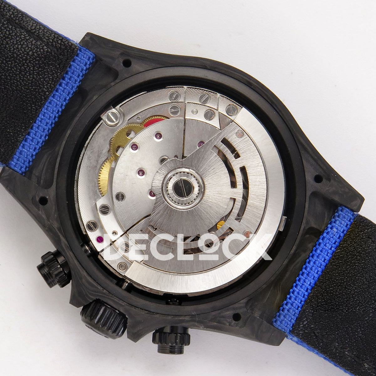 Rolex Daytona Custom DIW Black Carbon Blue Black Gradient Dial Blue Nylon ANTF DD4801 replica - movement back