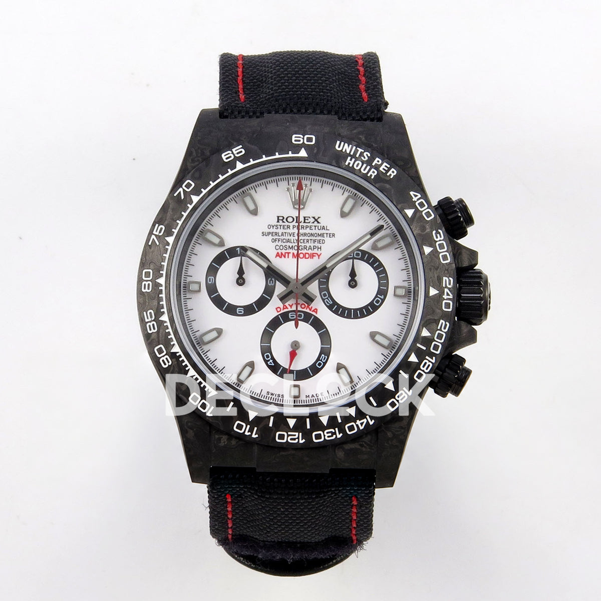 Rolex Daytona Custom DIW Black Carbon White Panda Dial ANTF DD4801 replica - front