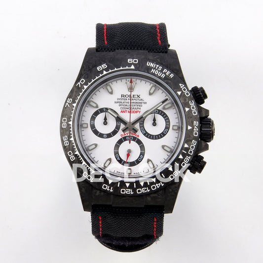 Rolex Daytona Custom DIW Black Carbon White Panda Dial ANTF DD4801 replica - front