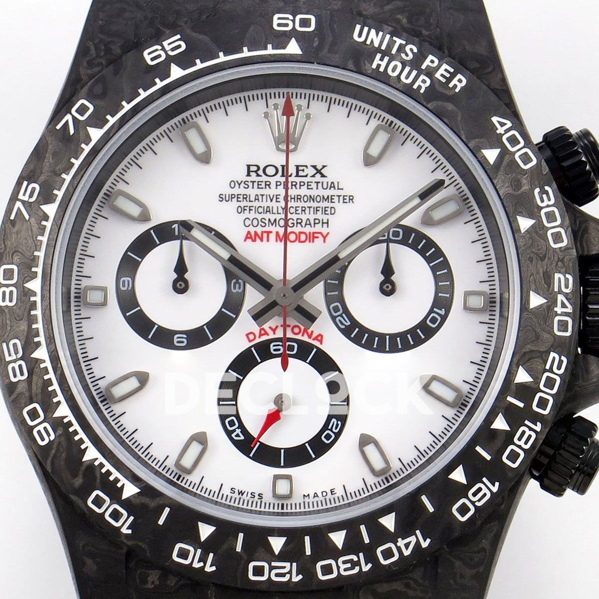Rolex Daytona Custom DIW Black Carbon White Panda Dial ANTF DD4801 replica - dial closeup