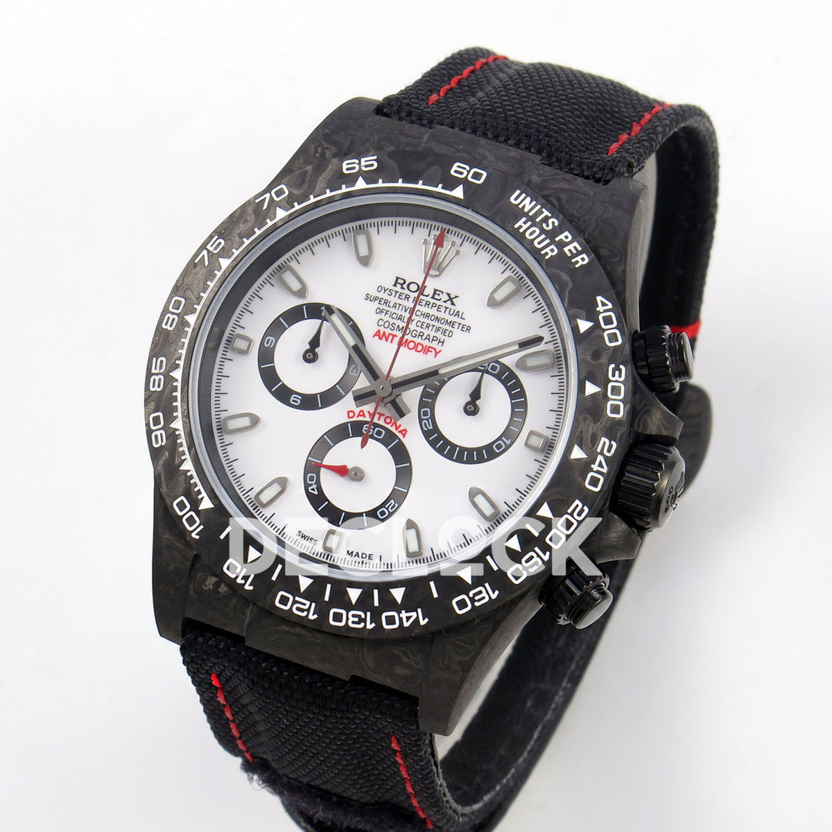 Rolex Daytona Custom DIW Black Carbon White Panda Dial ANTF DD4801 replica - three quarter