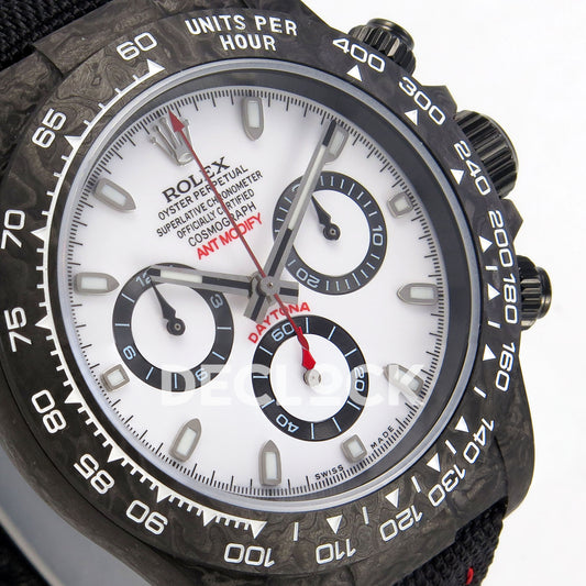 Rolex Daytona Custom DIW Black Carbon White Panda Dial ANTF DD4801 replica - dial angle left