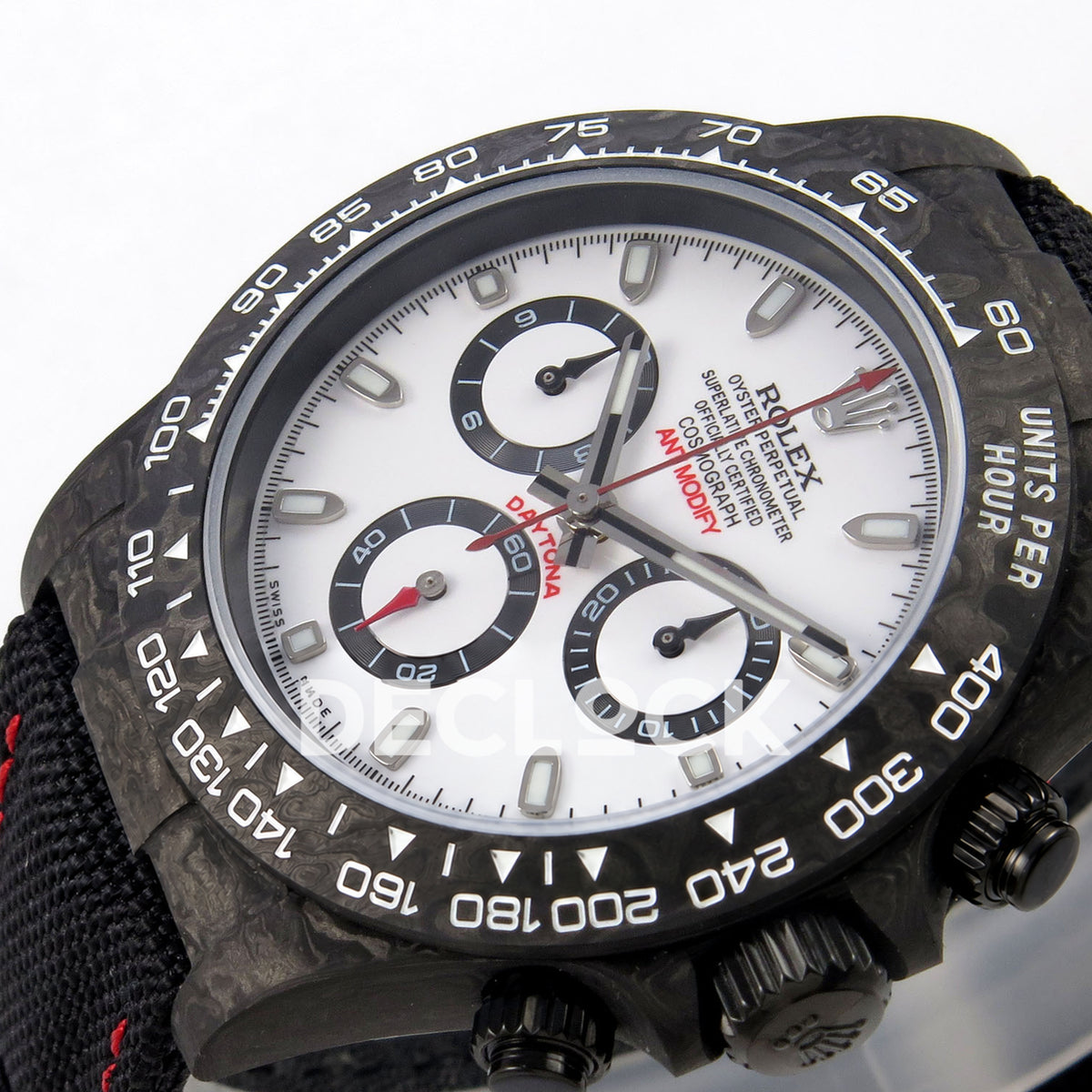 Rolex Daytona Custom DIW Black Carbon White Panda Dial ANTF DD4801 replica - dial angle right