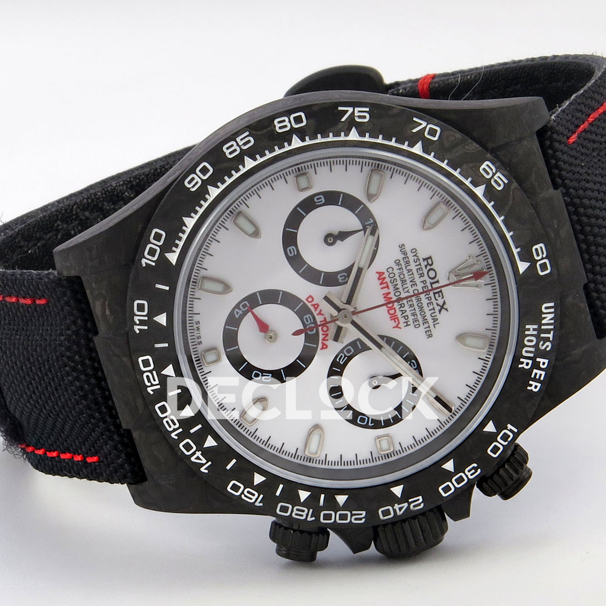 Rolex Daytona Custom DIW Black Carbon White Panda Dial ANTF DD4801 replica - full watch left
