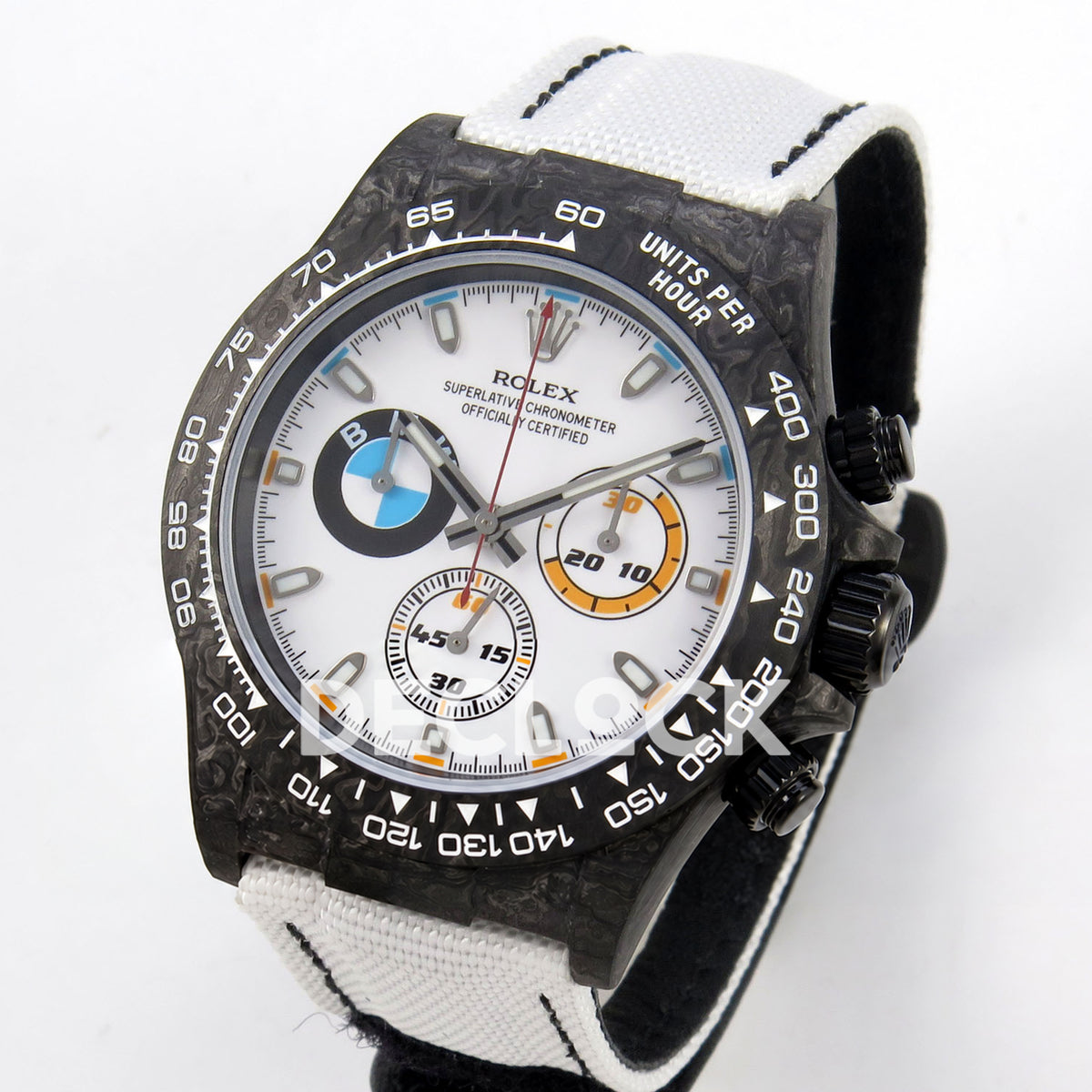 Rolex Daytona Custom DIW 'BMW' Black Carbon White Dial ANTF DD4801 replica - three quarter