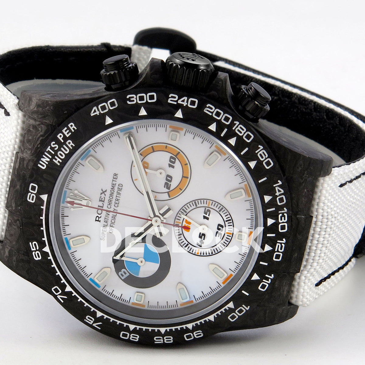 Rolex Daytona Custom DIW 'BMW' Black Carbon White Dial ANTF DD4801 replica - full watch right