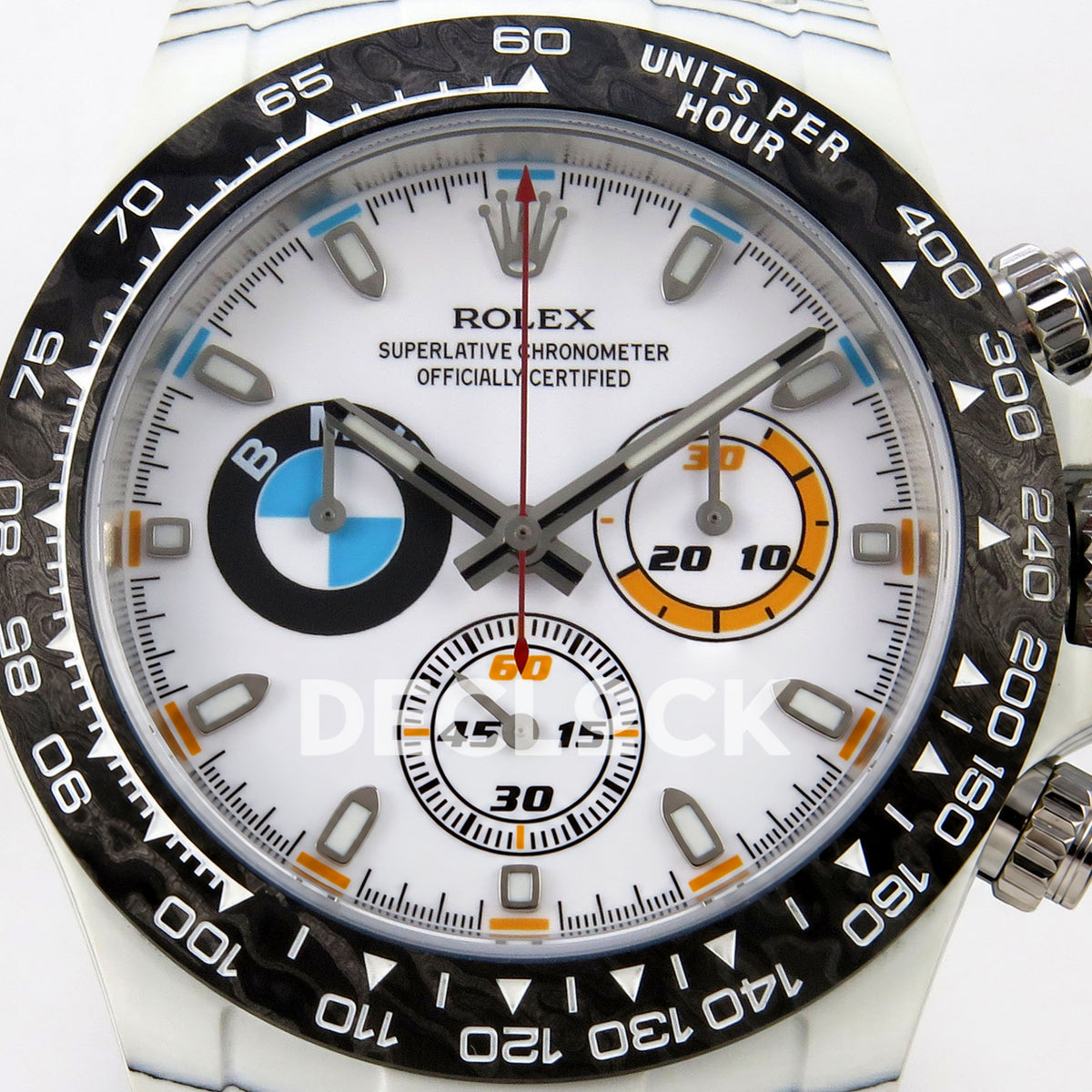 Rolex Daytona Custom DIW 'BMW' White Carbon White Dial ANTF DD4801 replica - dial closeup