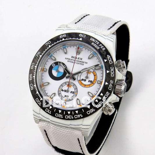 Rolex Daytona Custom DIW 'BMW' White Carbon White Dial ANTF DD4801 replica - three quarter
