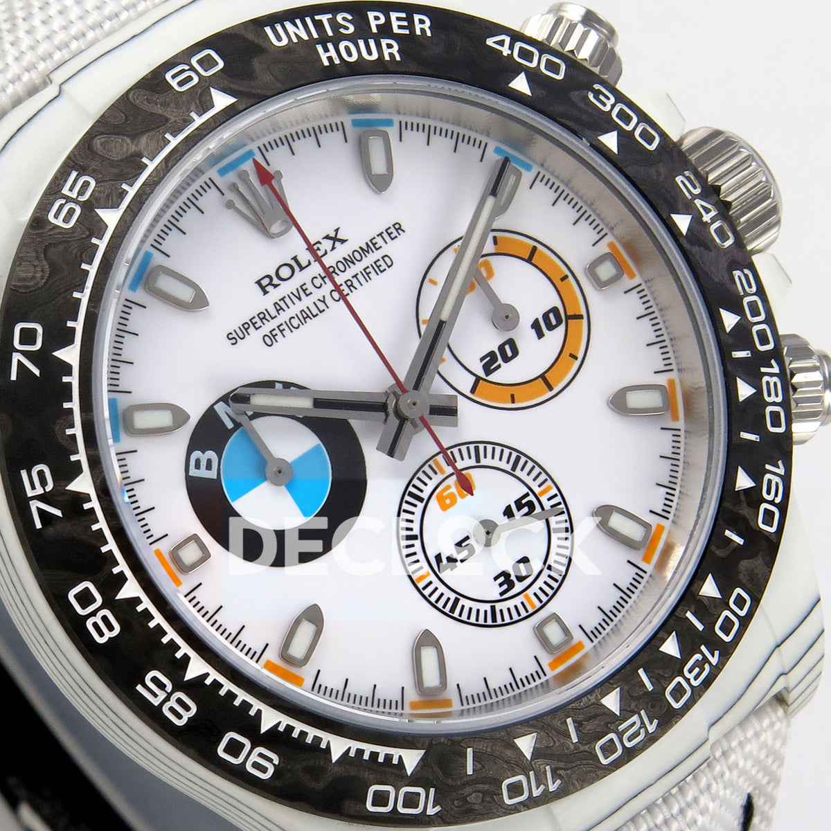 Rolex Daytona Custom DIW 'BMW' White Carbon White Dial ANTF DD4801 replica - dial angle left