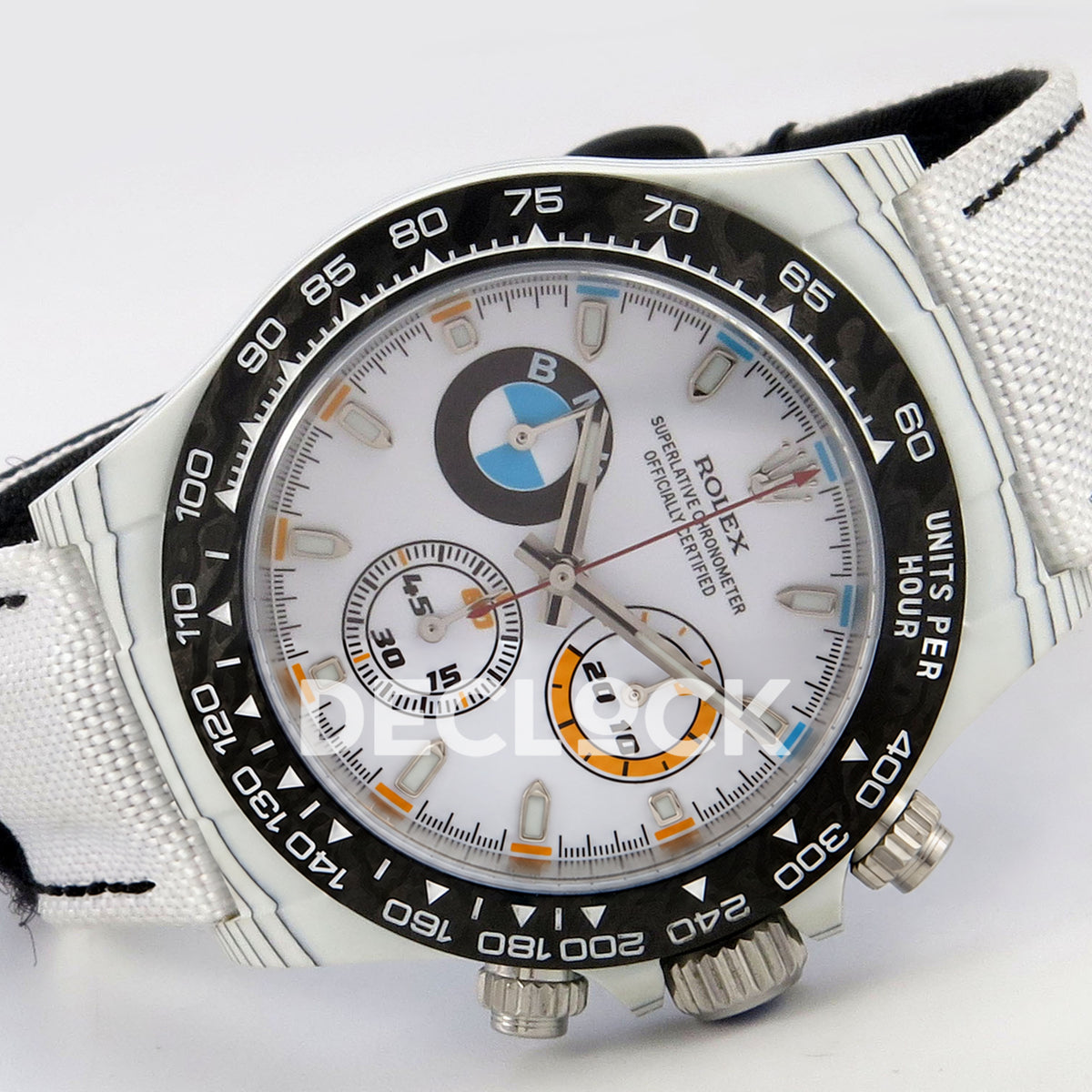 Rolex Daytona Custom DIW 'BMW' White Carbon White Dial ANTF DD4801 replica - full watch left