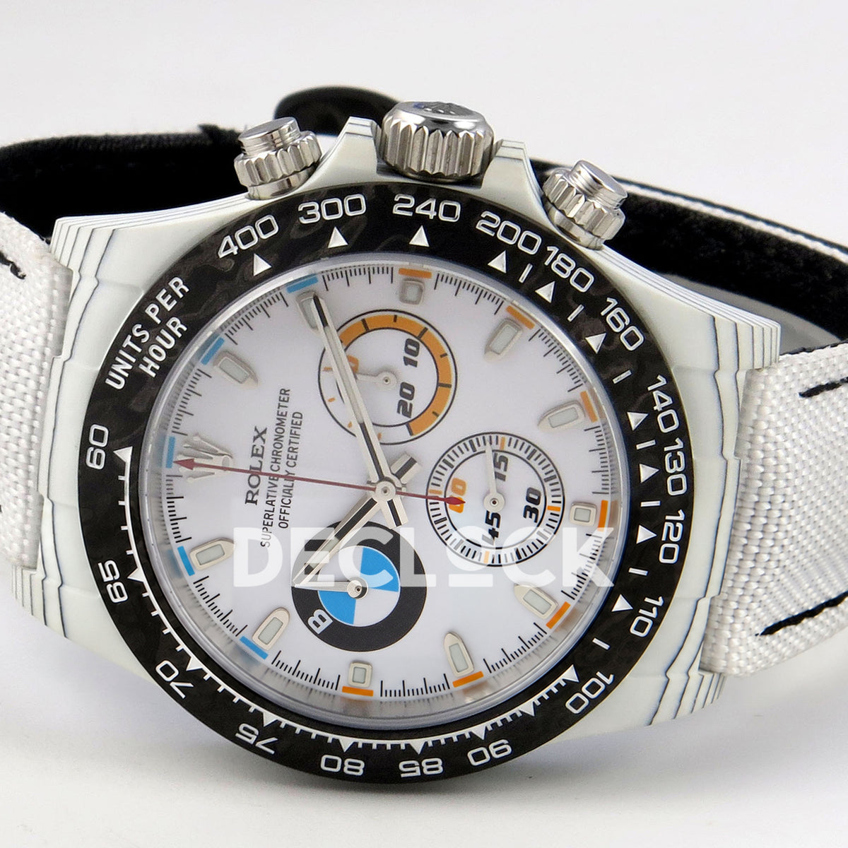Rolex Daytona Custom DIW 'BMW' White Carbon White Dial ANTF DD4801 replica - full watch right