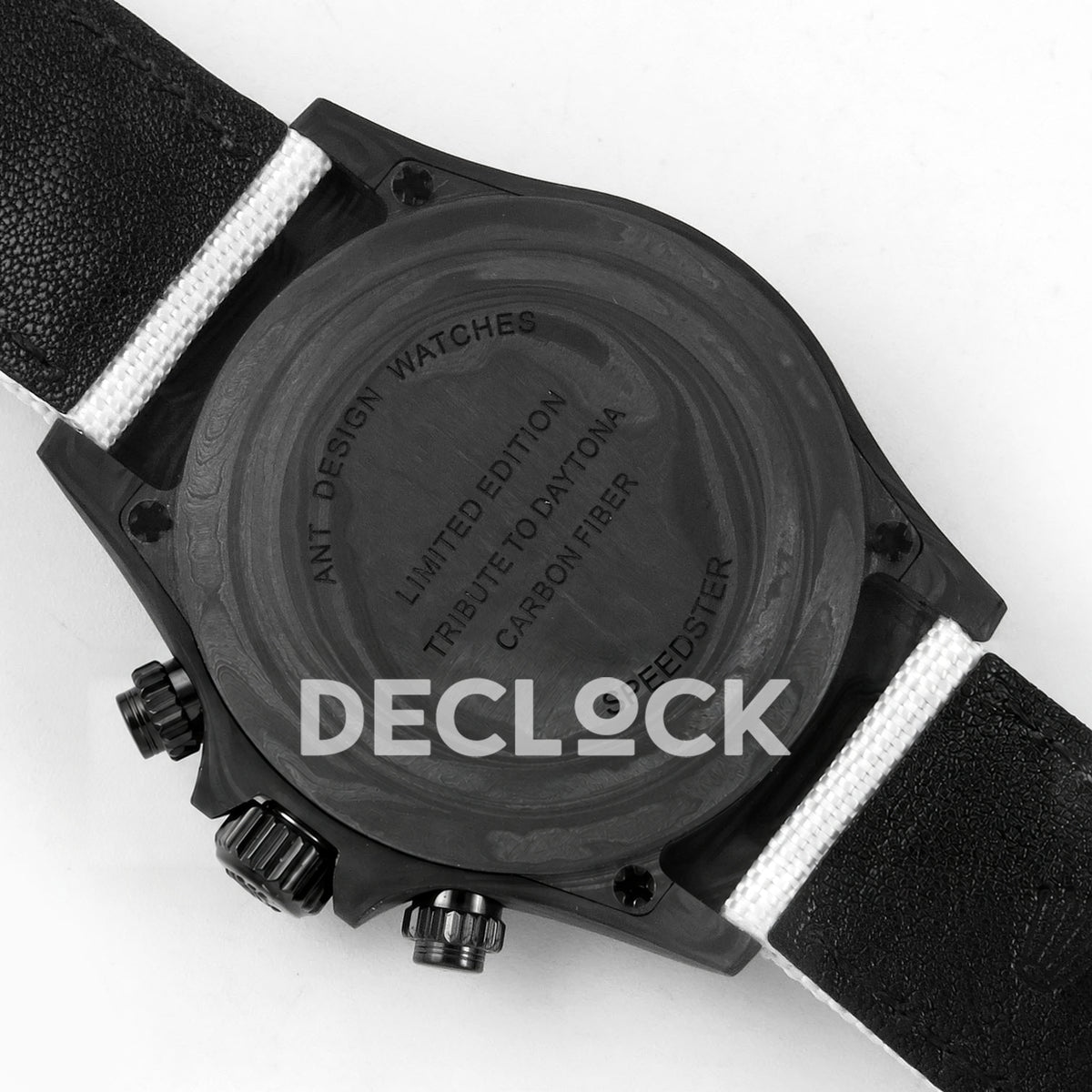 Rolex Daytona Custom DIW 'Bugatti' Black Carbon White Dial ANTF DD4801 replica - solid caseback