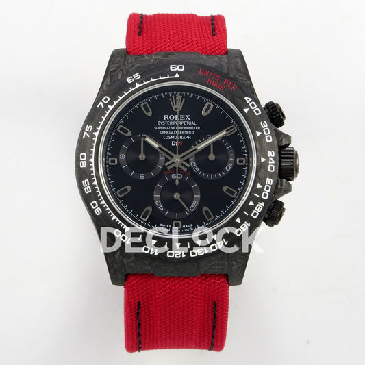Rolex Daytona Custom DIW Carbon Black Dial Red Nylon N6F DD4801 replica - front